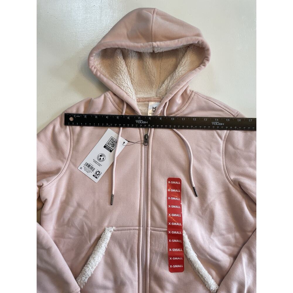 Member's Mark Women Jogger Jacket, Sherpa Lined Jacket Light Pink Soft Size XS - Picture 4 of 14